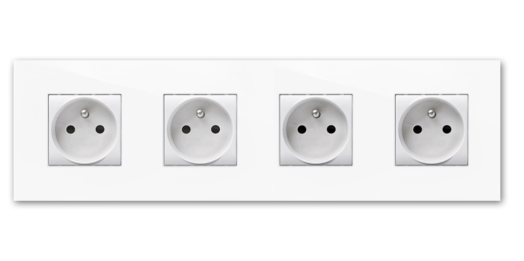 MAXIM glass-look designer socket outlet 4 gang white type E French standard