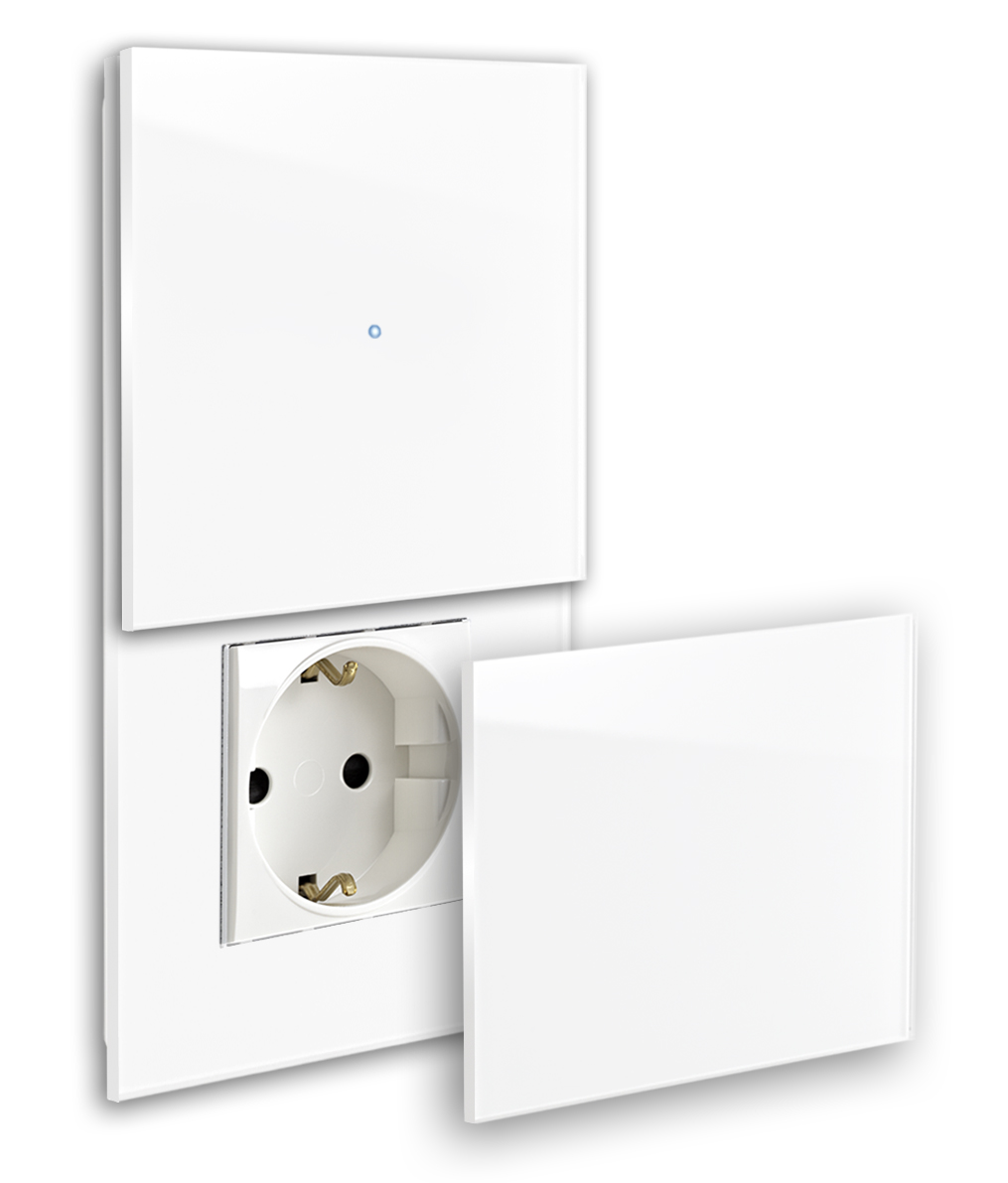 Touch Light Switch and Socket Combination. 230V Glass Look. NOVA