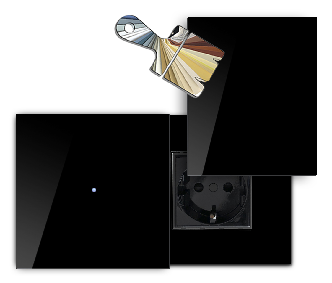 Touch Switch with Socket. Farrow Ball Colour. 230V. Glass Look. NOVA