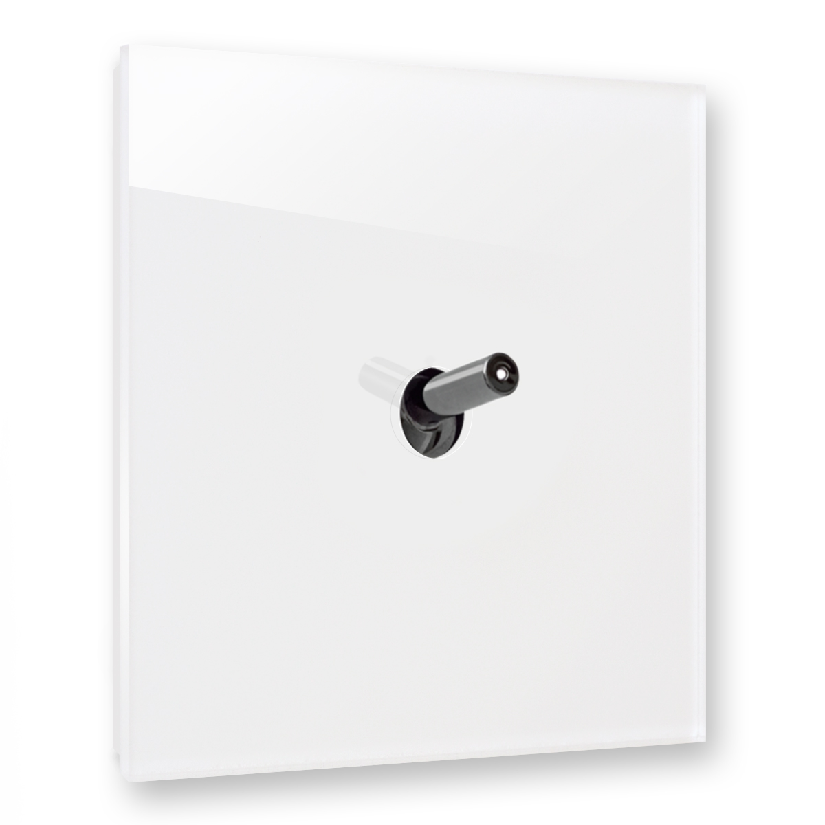 Interrupteur design lumineux moderne aspect verre blanc avec 1 levier basculant chrome. YORK