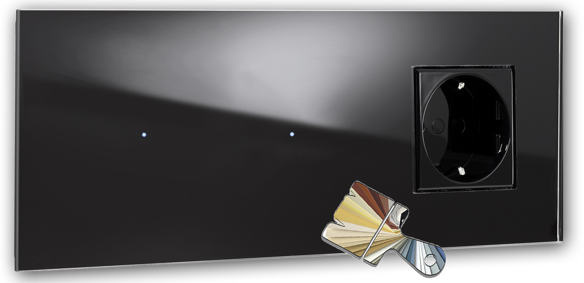 Touch Switch with Socket. Farrow Ball Colour. 230V. Glass Look. NOVA