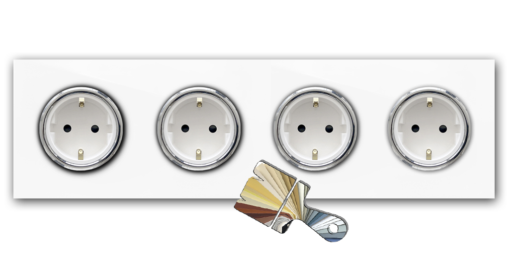 Socket Farrow Ball colour glass-look chrome 4-gang