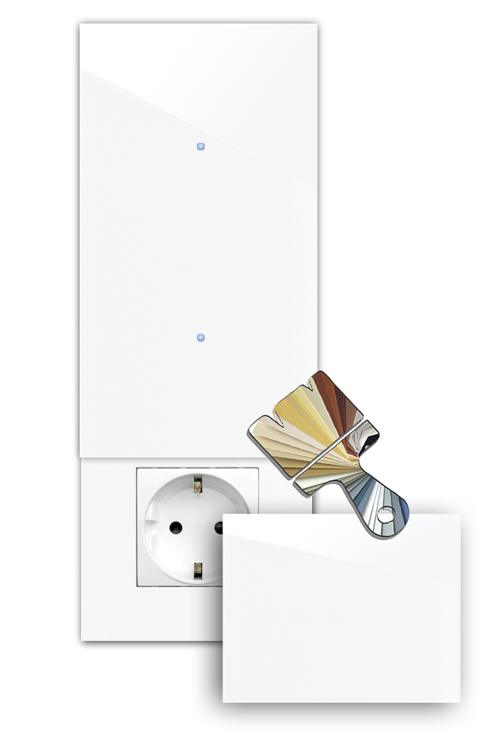 Touch Switch with Socket. Farrow Ball Colour. 230V. Glass Look. NOVA