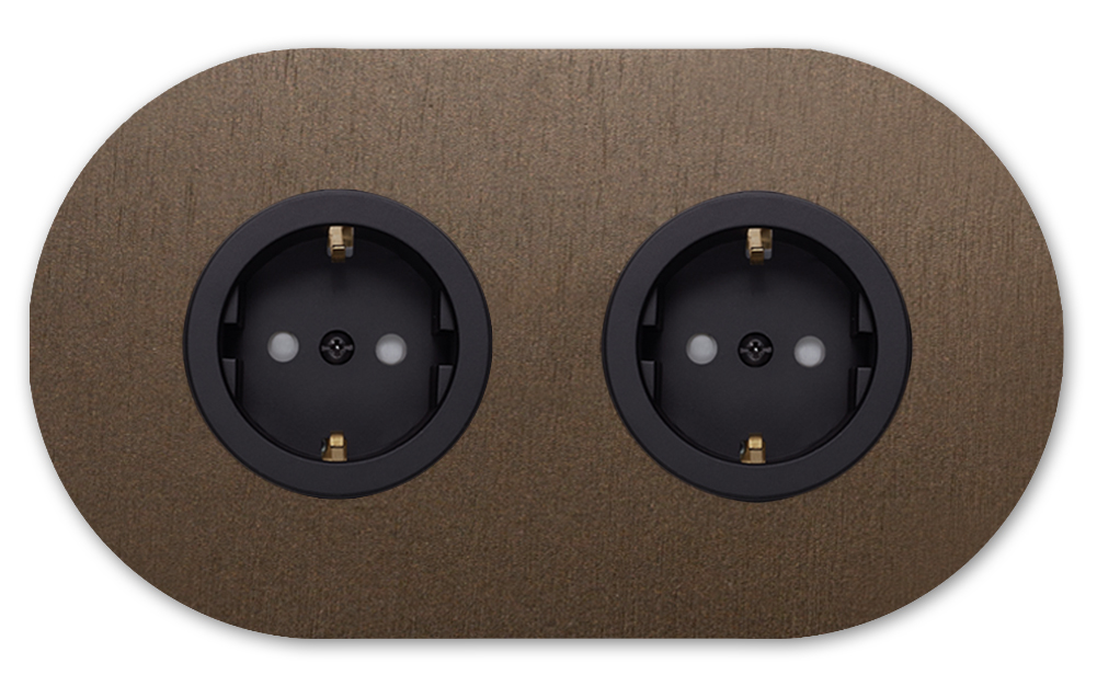 Socket metal brown 2-gang. Round Series