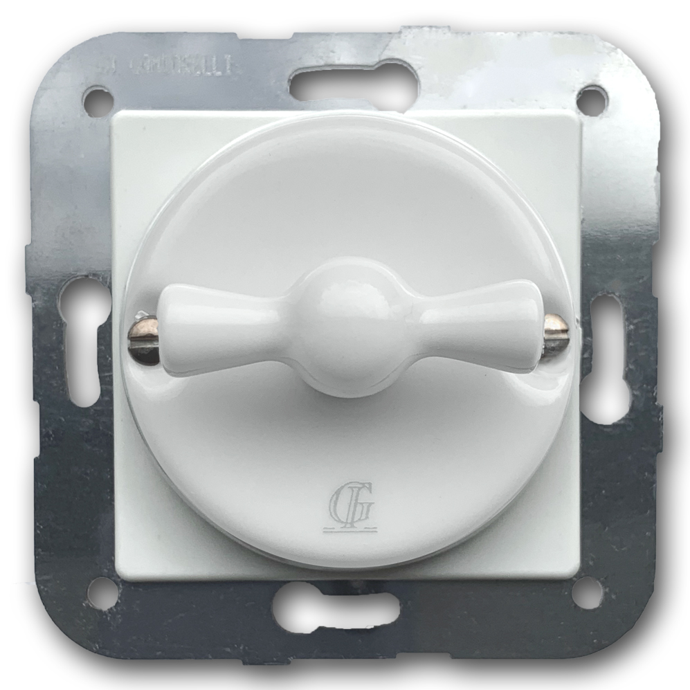 Porcelain rotary switch insert On/Off changeover switch. Porcelain white. 