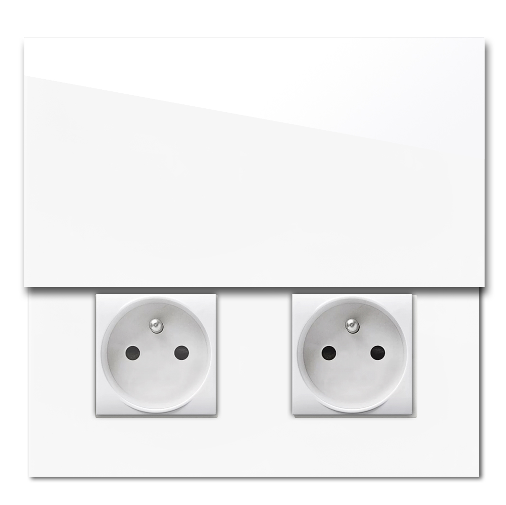 Design double socket outlet with covers MAXIM glass optics type E french standard