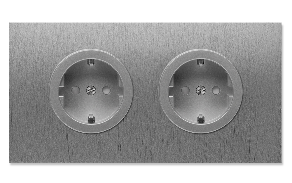 Socket metal in titanium graphite 2 gang. Square Series