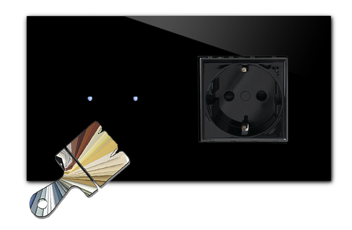 Touch Switch with Socket. Farrow Ball Colour. 230V. Glass Look. NOVA