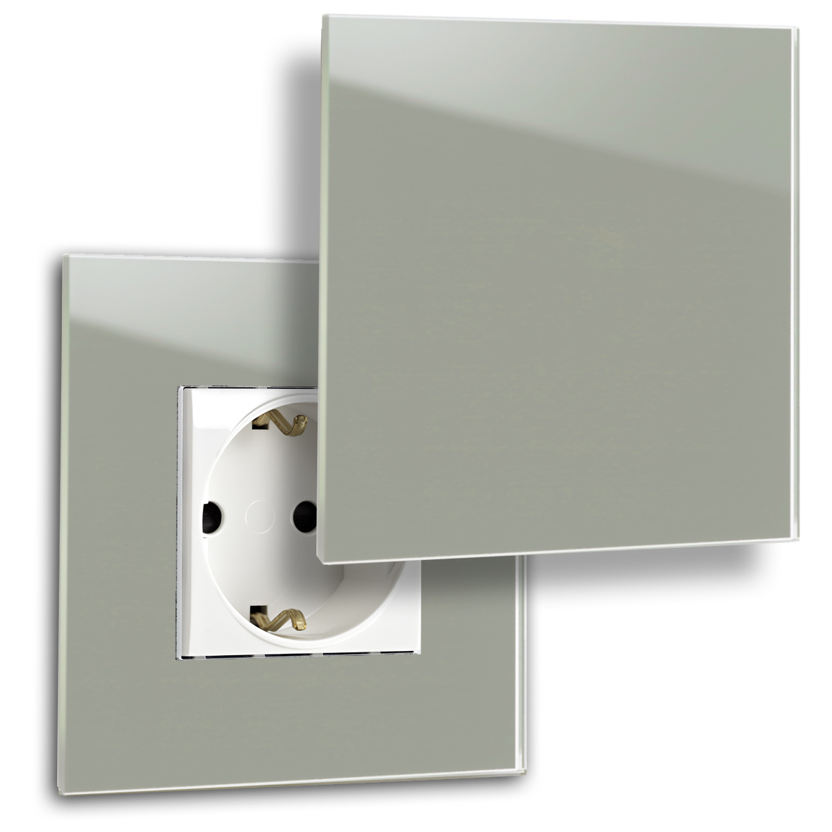 Socket 1gang glass optic Farrow Ball 25 pigeon green