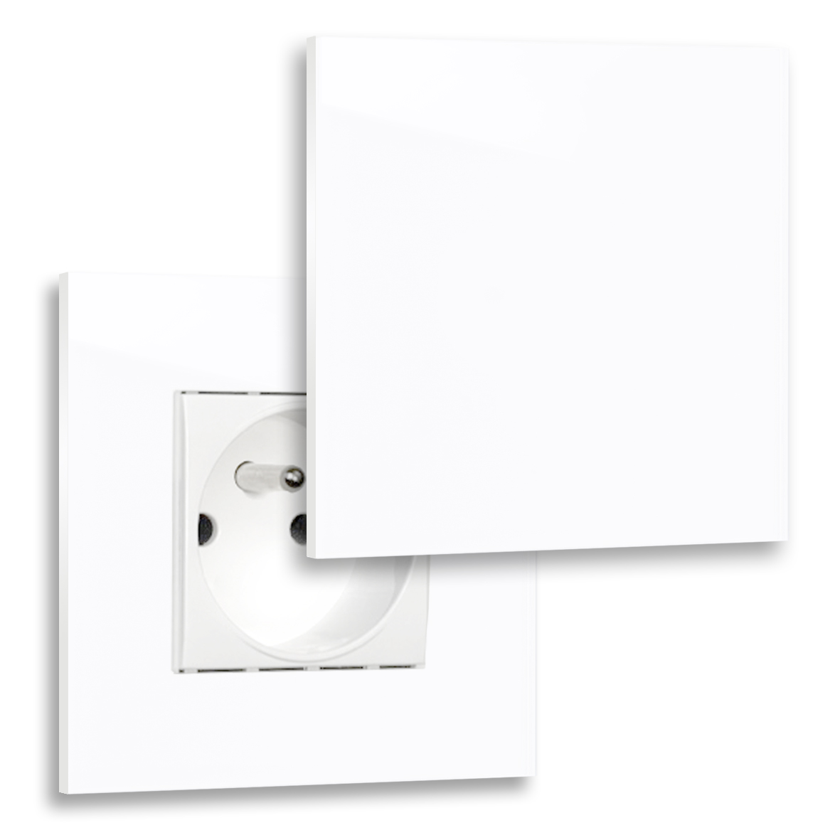 Design socket outlet with cover MAXIM 1-fold white glass optics type E french standard