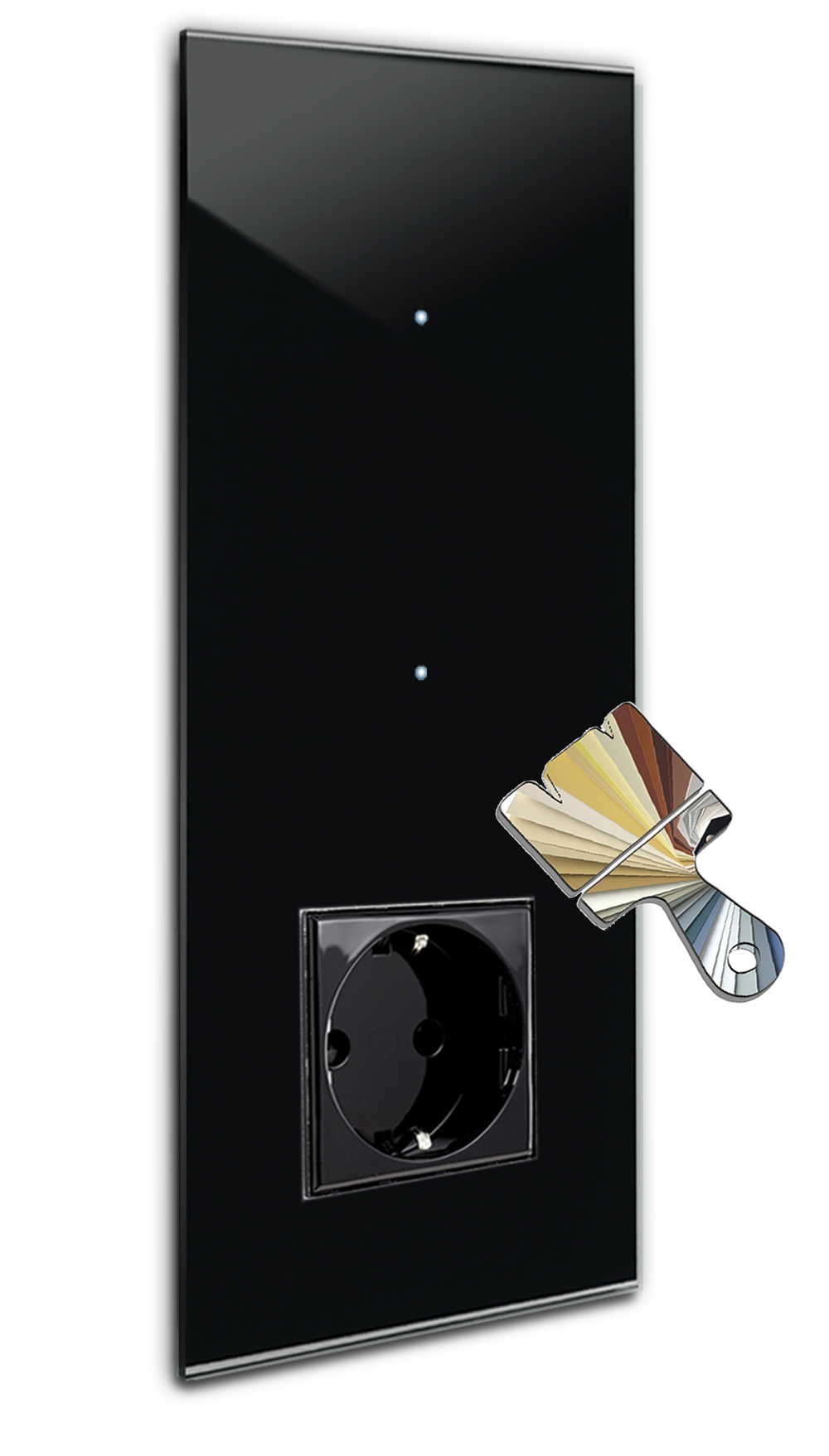 Touch Switch with Socket. Farrow Ball Colour. 230V. Glass Look. NOVA