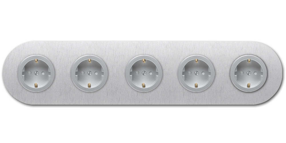 Round metal socket outlet aluminum 5-gang. Round Series