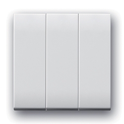 ON/OFF/CHANGE switch insert with 3 narrow rockers.  White glossy