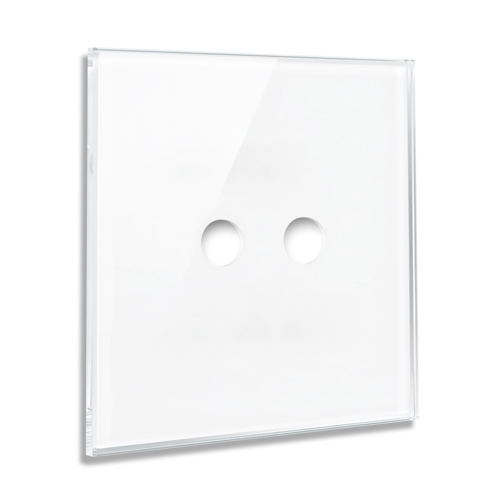YORK White Glass-Effect 2-Gang Square Cover Plate by ROHDE+ROHDE