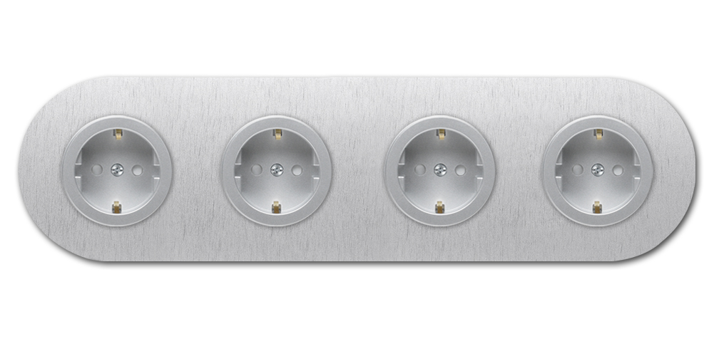 Round metal socket outlet aluminum 4-gang. Round Series