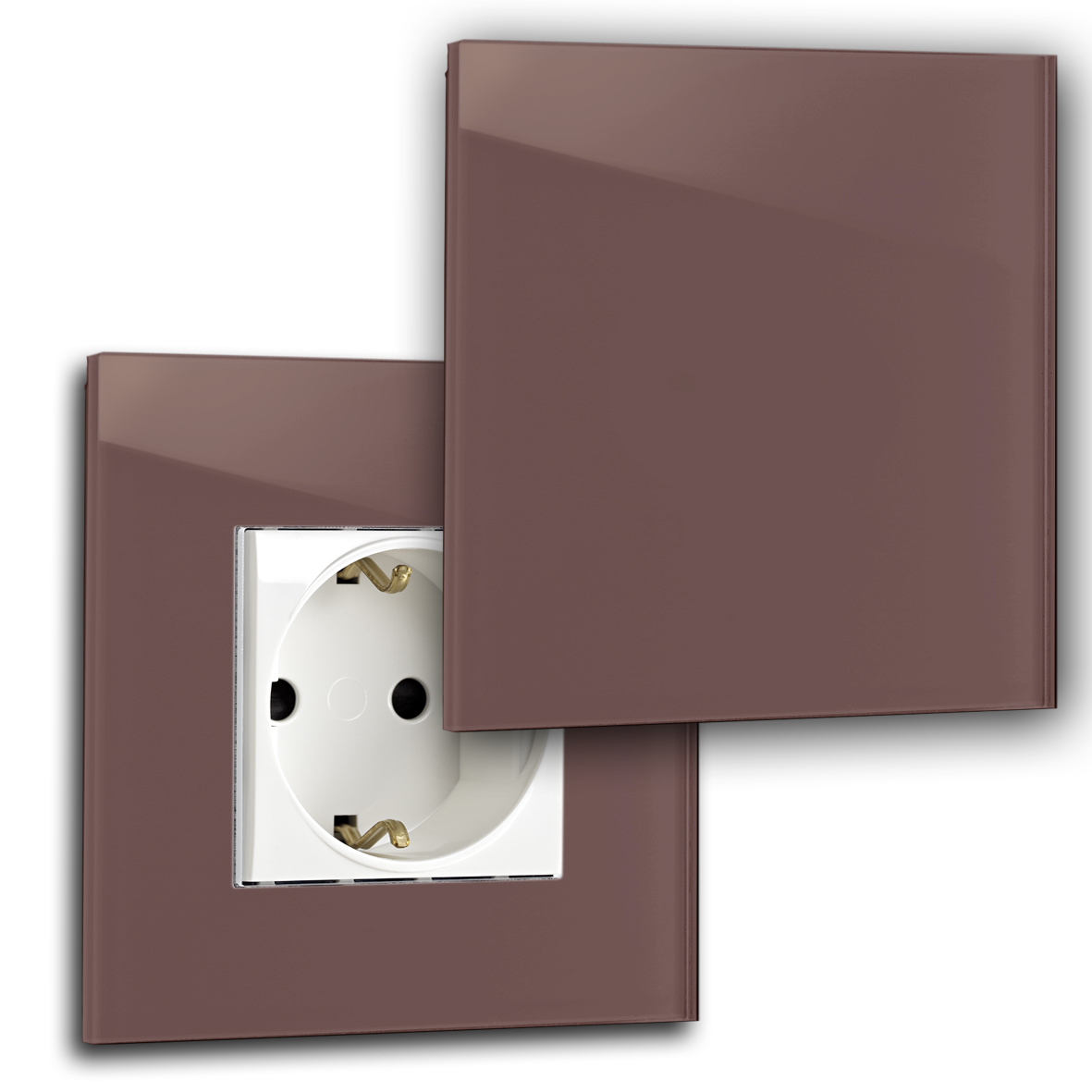 Design socket outlet with cover 1gang glass optic red Farrow Ball 43 Eating Room