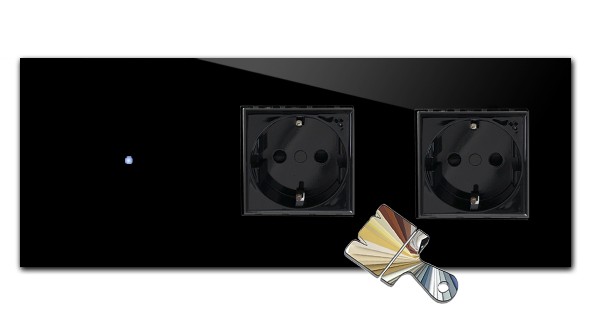 Touch Switch with Socket. Farrow Ball Colour. 230V. Glass Look. NOVA