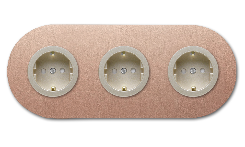 Socket metal in copper 3-gang. Round Series