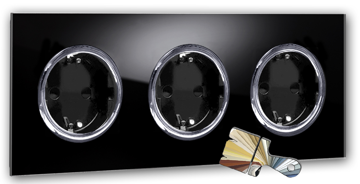 Socket Farrow Ball colour glass look set chrome 3-gang