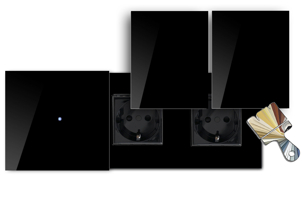 Touch Switch with Socket. Farrow Ball Colour. 230V. Glass Look. NOVA