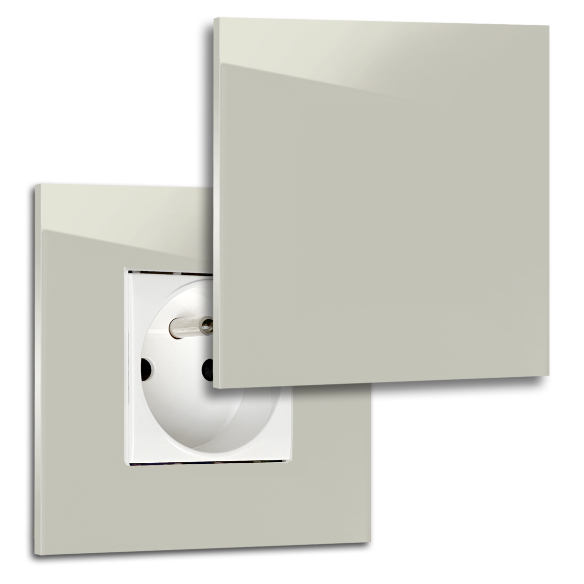 Prise avec couvercle 1x aspect verre MAXIM en Farrow Ball couleur 4 old white type E French