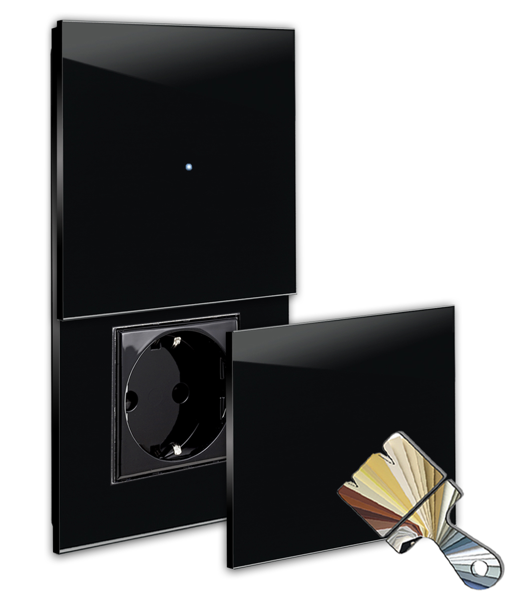 Touch Switch with Socket. Farrow Ball Colour. 230V. Glass Look. NOVA