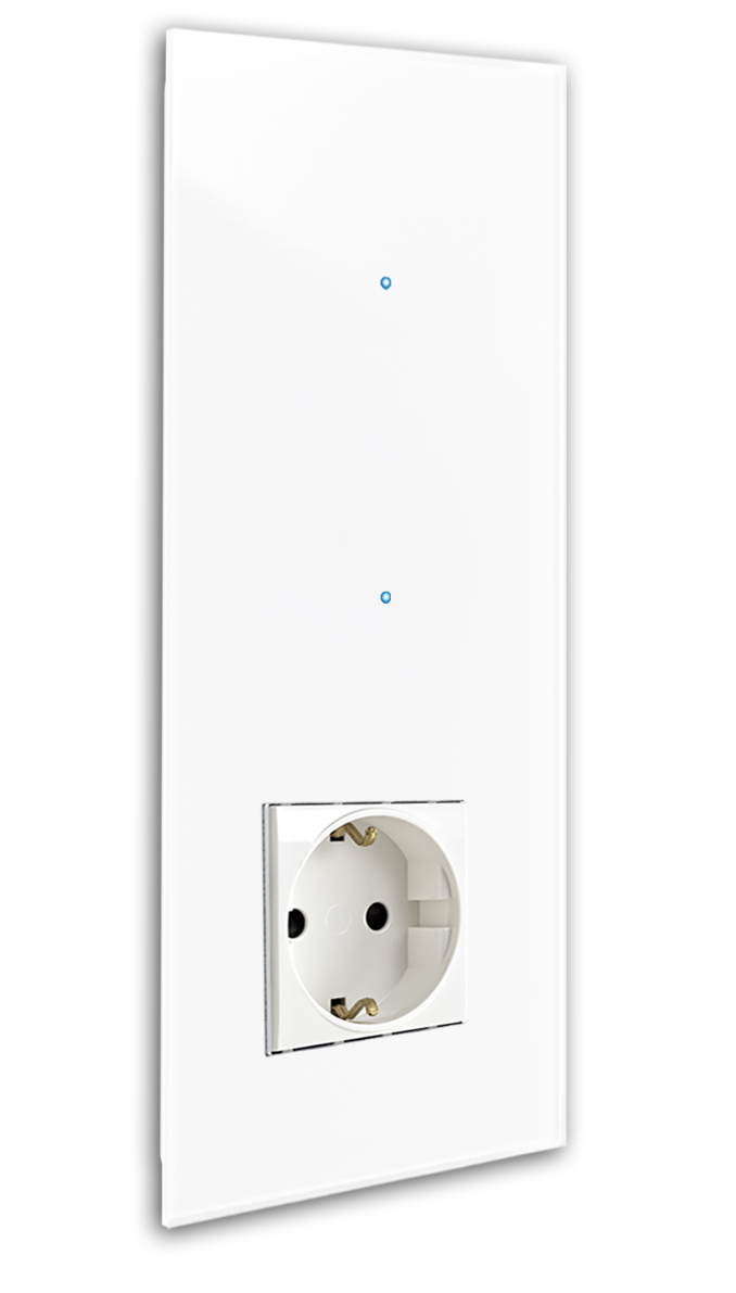 Touch Light Switch and Socket Combination. 230V Glass Look. NOVA