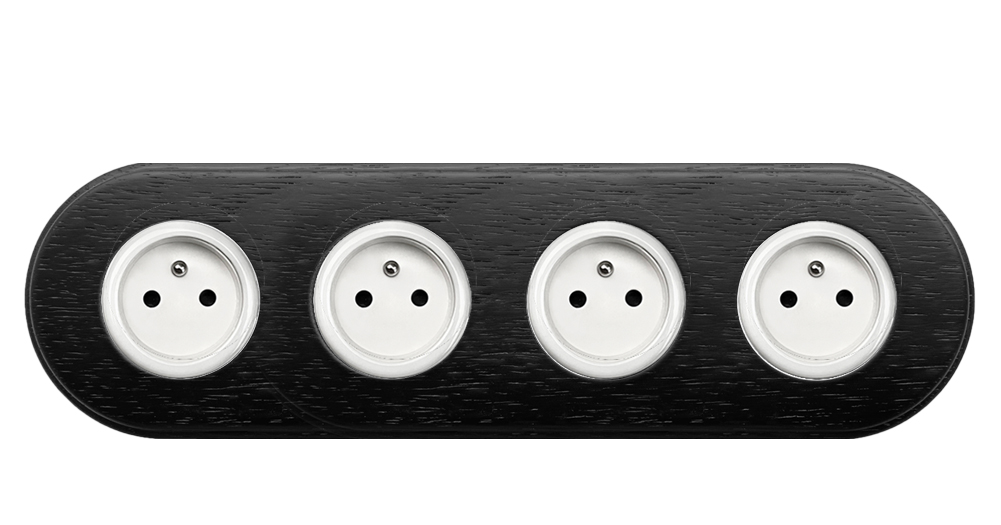 Socket outlet porcelain wenge wood 4-way