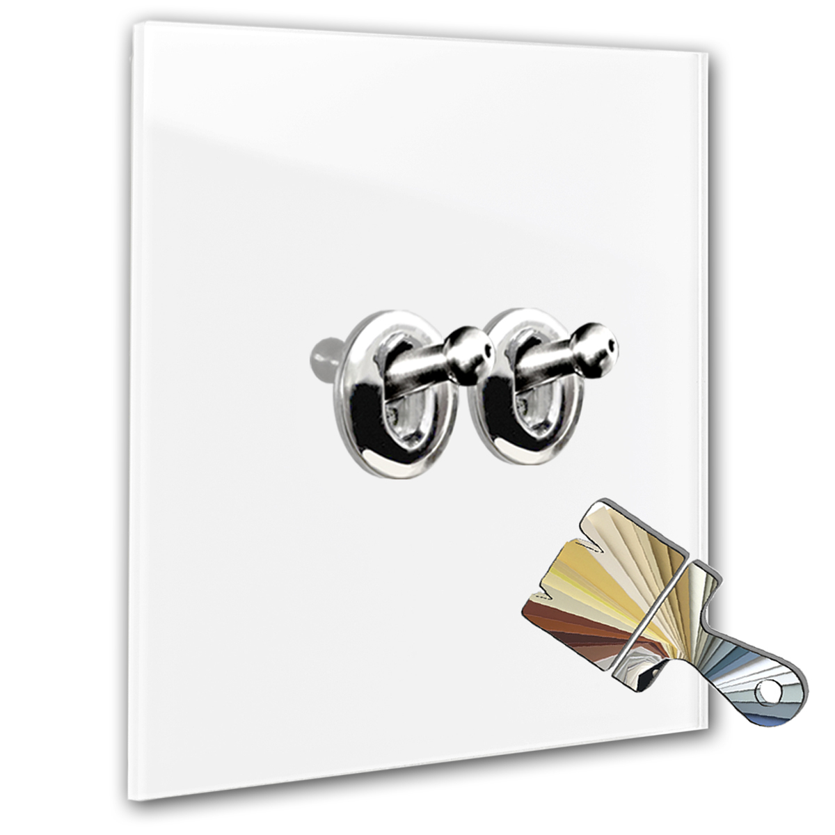 Double toggle switch Farrow Ball colour glass look.