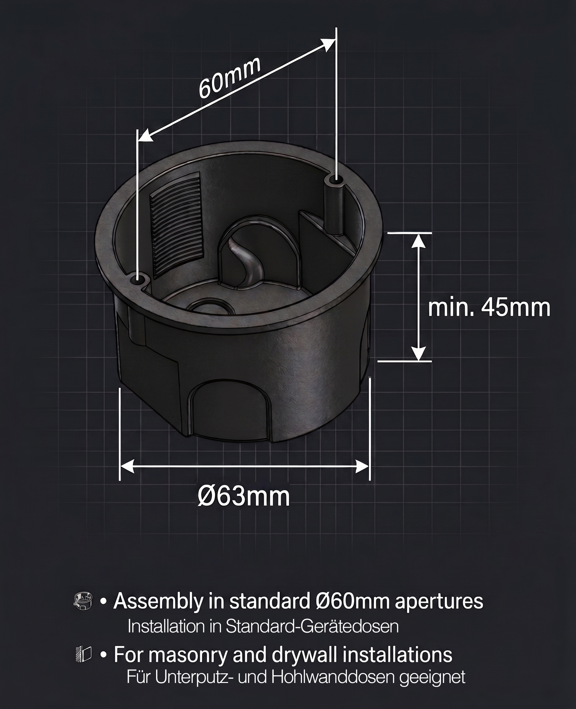Light switch insert with 1 black toggle Vectis