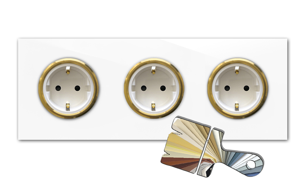 Socket outlet Farrow Ball colour glass look gold 3-gang