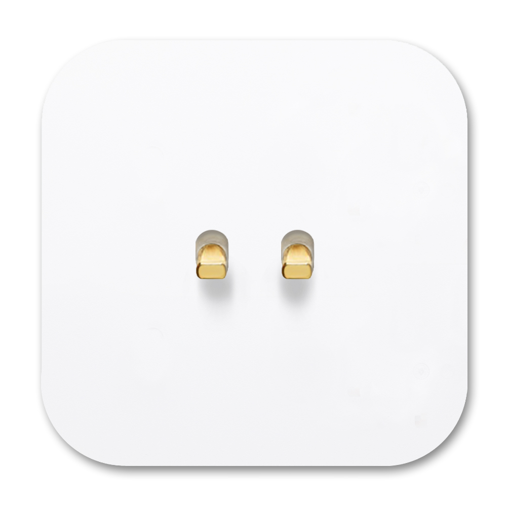 Toggle switch metal matte white gold 2 gang 2 way. Cube Series