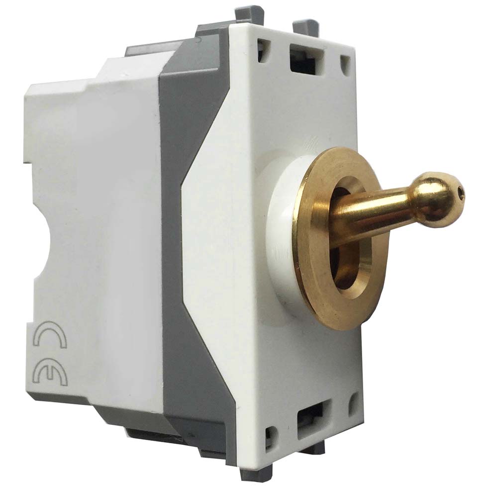 Retro dimmer toggle lever single glass look white gold CAMBRIDGE