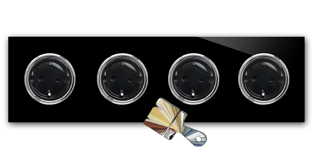 Socket Farrow Ball colour glass-look set chrome 4-way