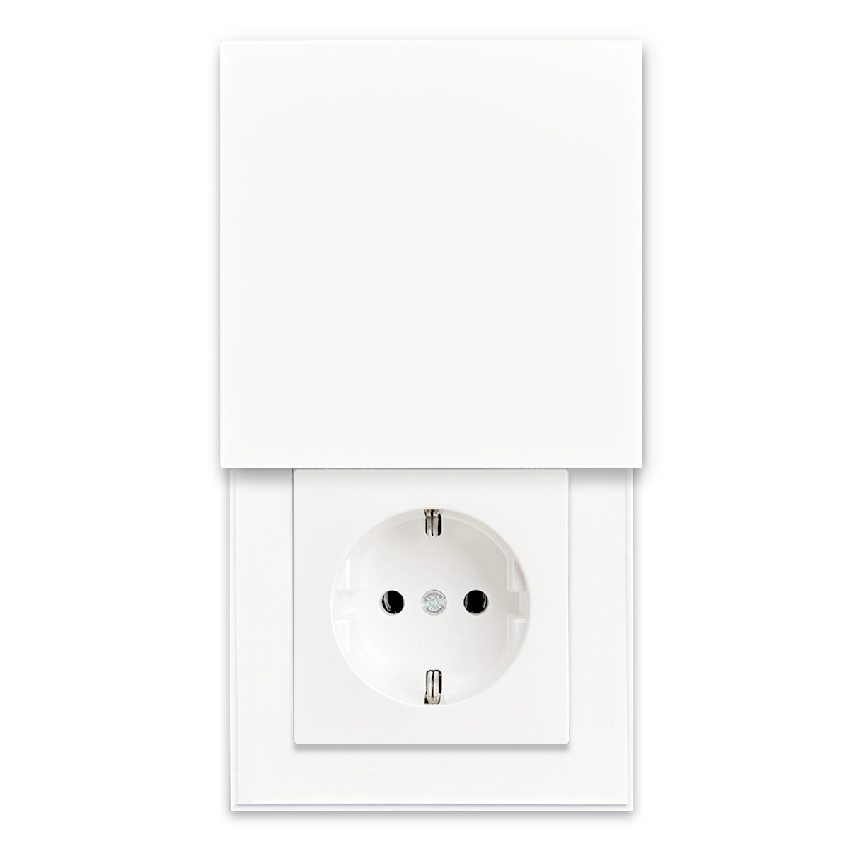 Socket outlet with cover 1-fold, alpine white. Design socket and kitchen socket outlet.