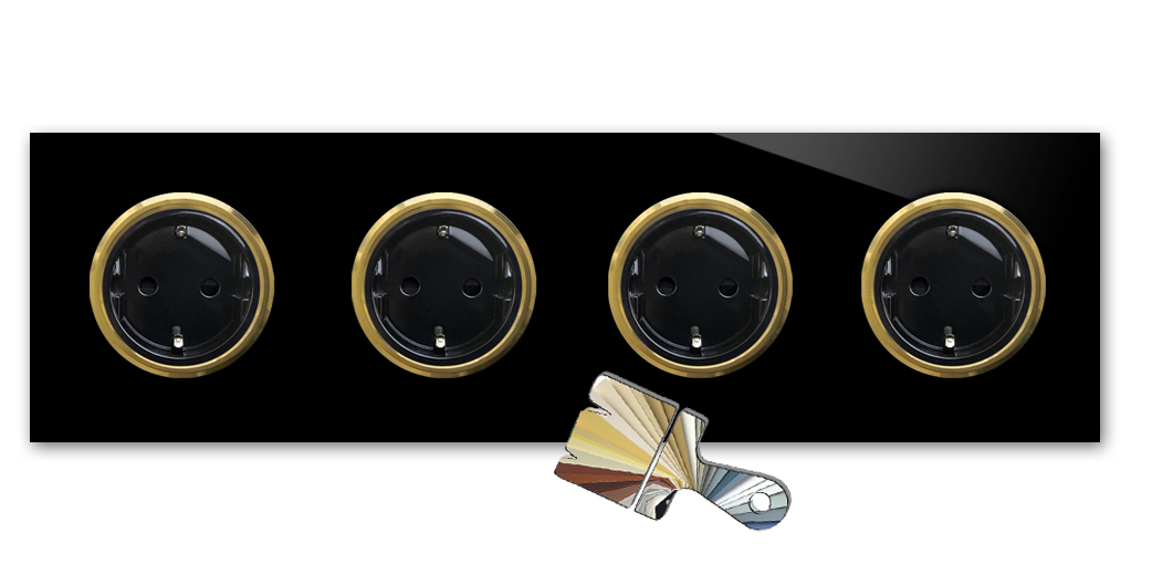 Socket outlet Farrow Ball colour glass-look bundle gold 4-gang
