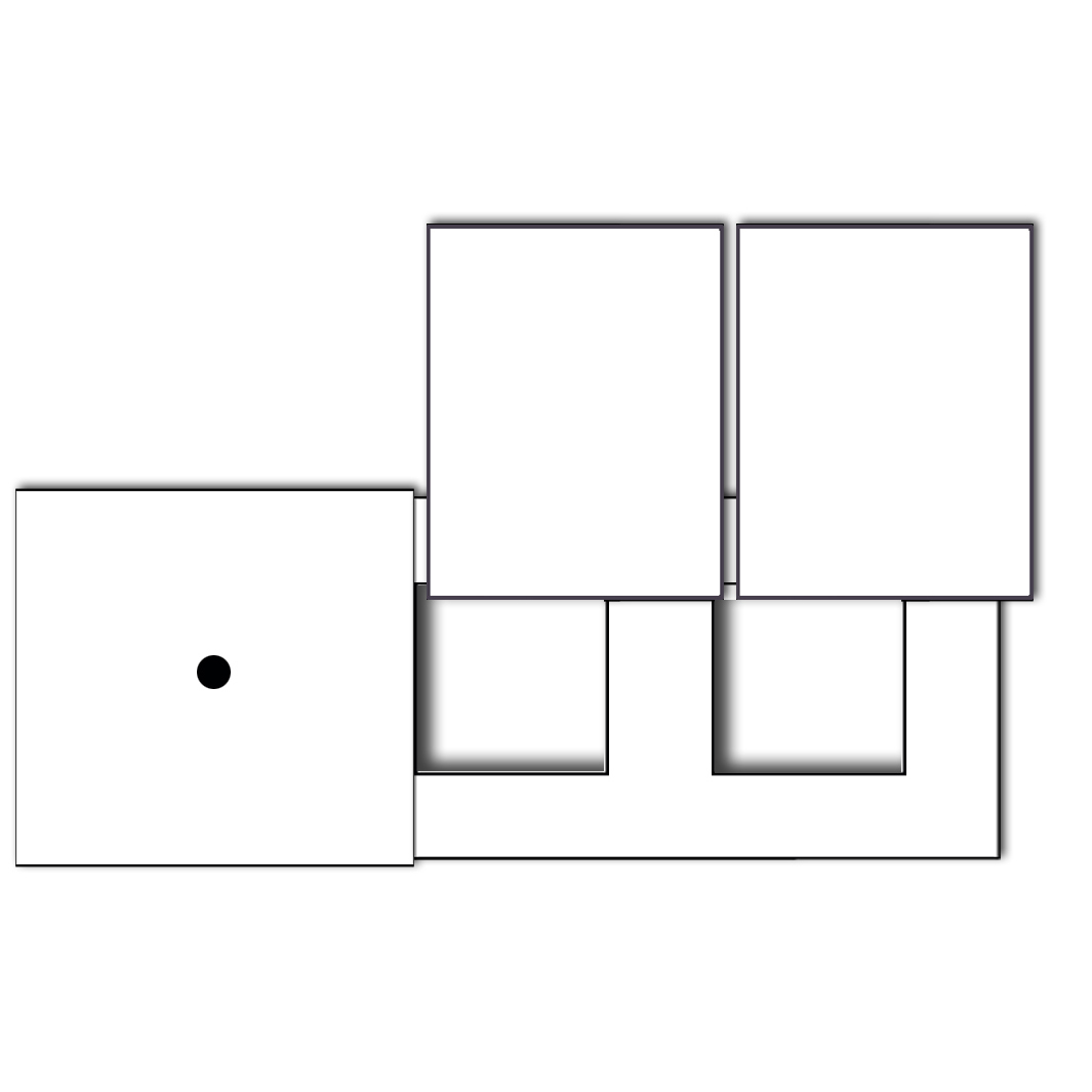 1 fois + 2 découpes avec cache, horizontale. Pour 3 boîtiers muraux