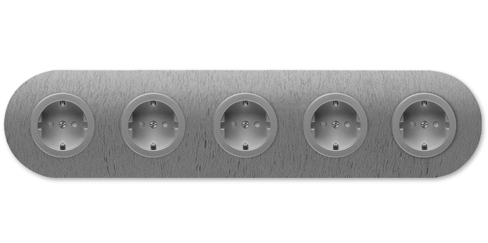 Round metal socket outlet titanium 5-gang. Round Series