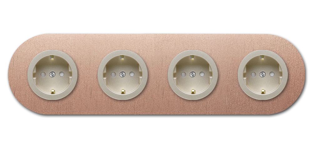 Socket metal in copper 4-gang. Round Series