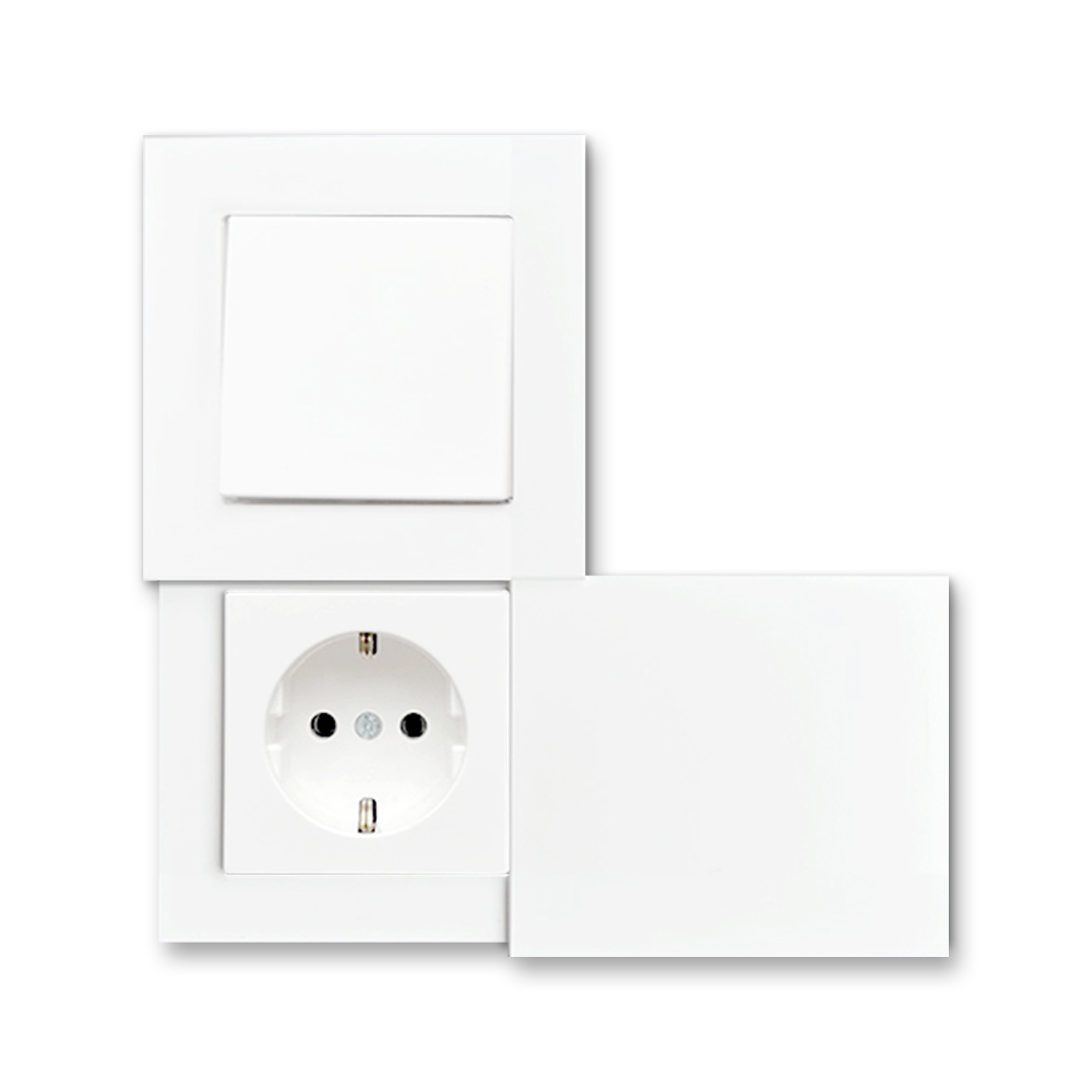 1 switch with 1 socket outlet with cover, invisible.  Alpine white.
