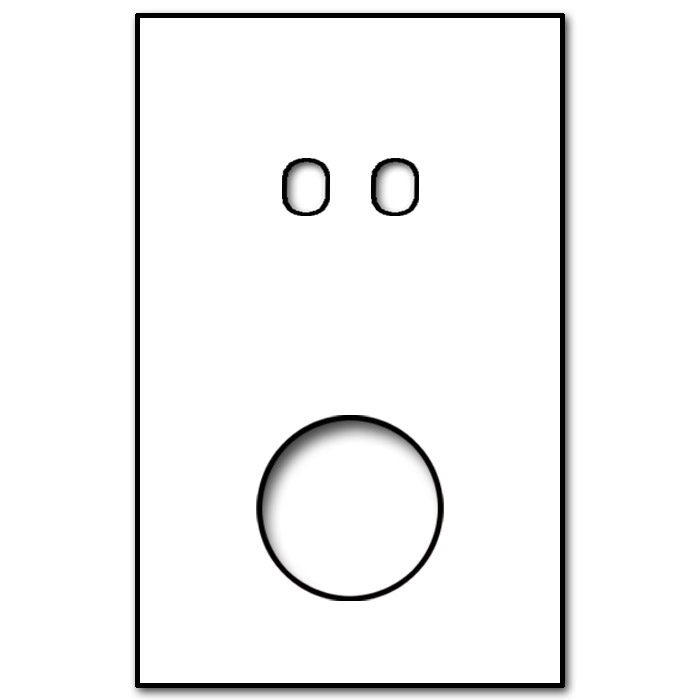 Switch front panel metal in matte White 2 gang + 1 cutout. Vectis Square series