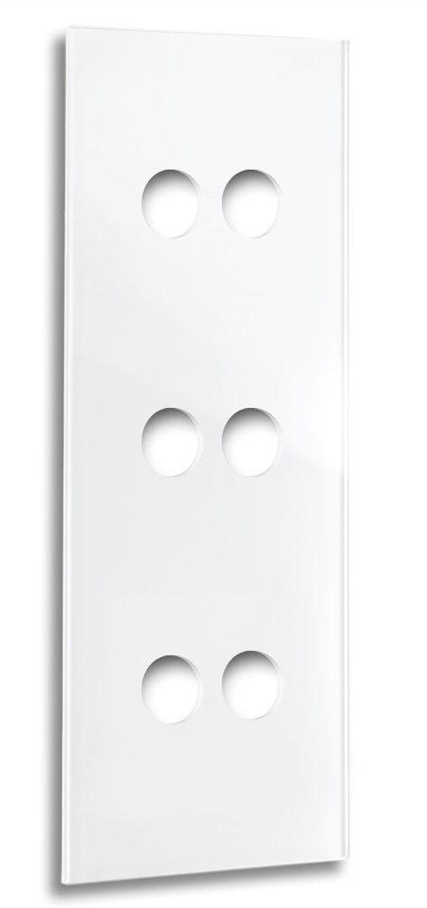 Retro switch panel CAMBRIDGE - glass optic 6-way in white.