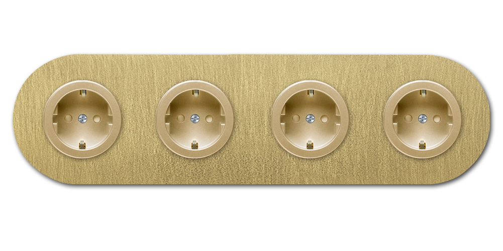 Round socket metal in old gold 4 gang. Round Series