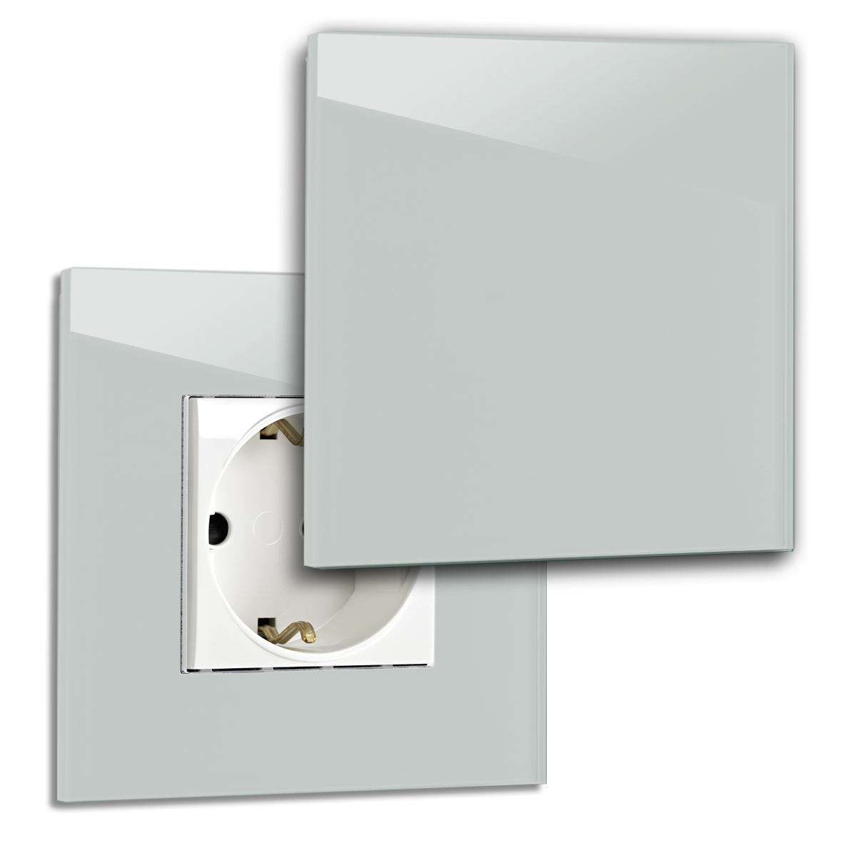 Design socket with cover 1gang blue glass optic Farrow Ball 85 oval room