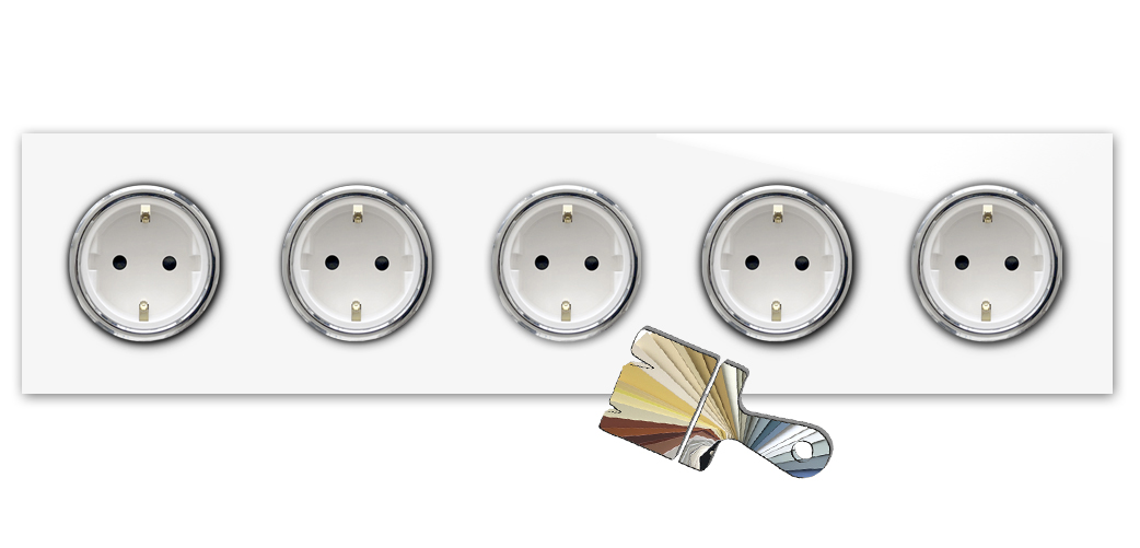 Socket Farrow Ball colour glass-look chrome 5-way