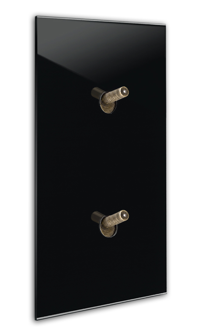 Lyskontakt sort 2-fach bronze-vippekontakter belyst. Lodret. Moderne glas-look YORK