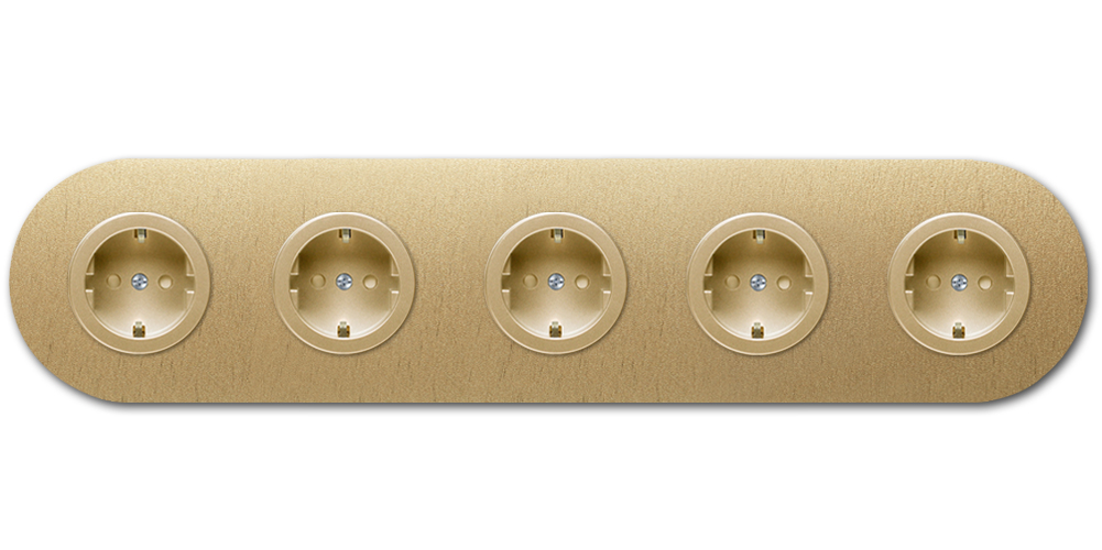 Socket metal in gold 5 gang. Round Series