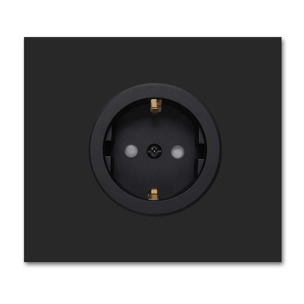 Socket metal matte black single 1 gang. Square Series