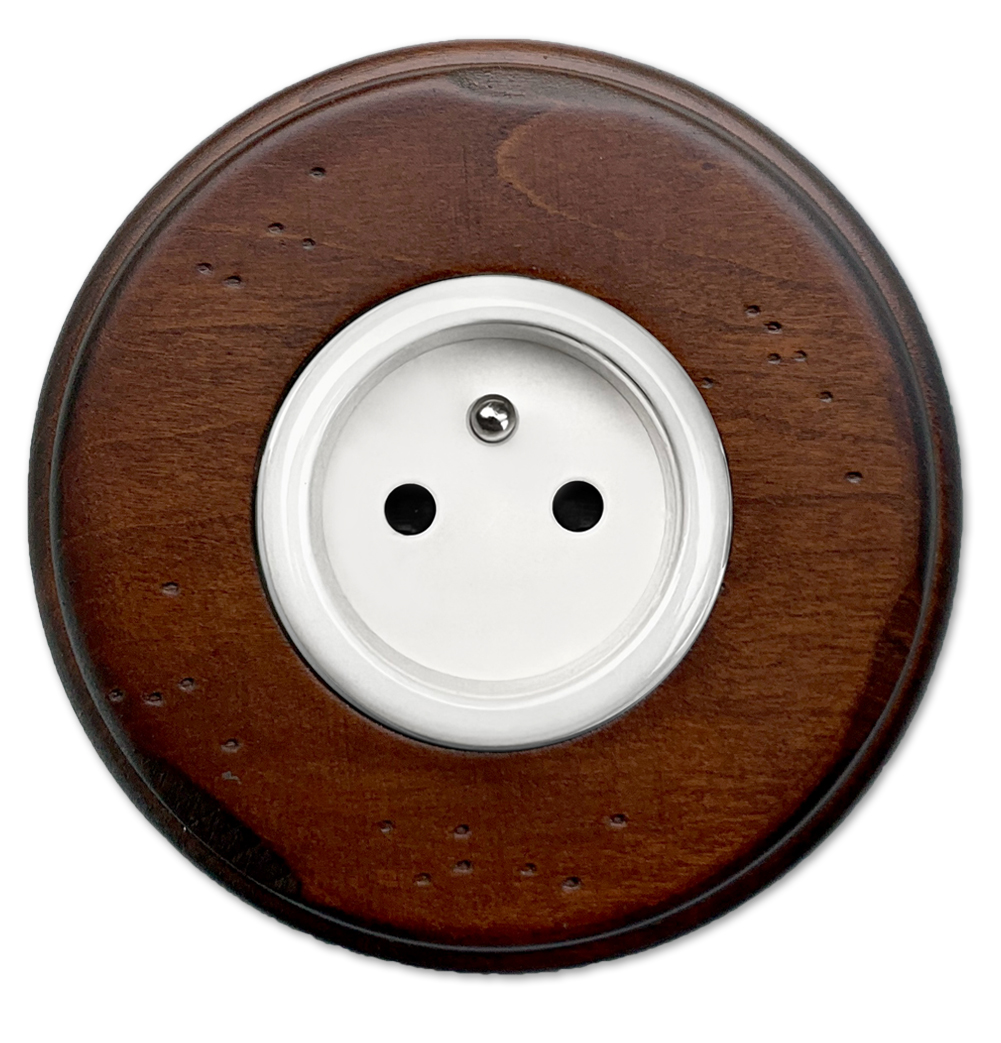Socket outlet porcelain walnut wood 1-gang