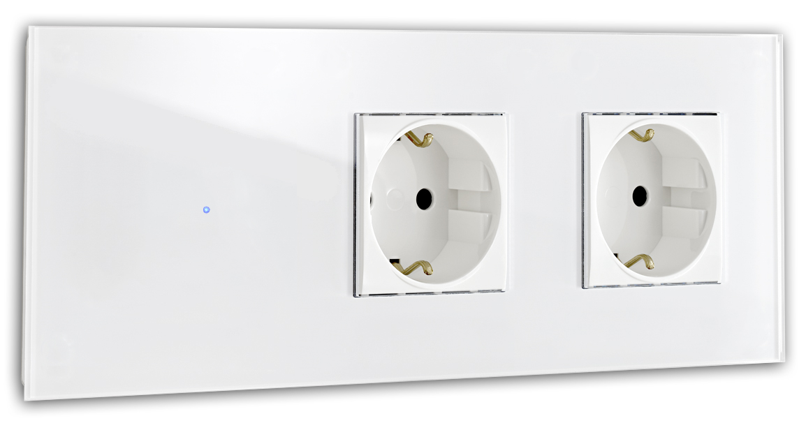 Touch Light Switch and Socket Combination. 230V Glass Look. NOVA